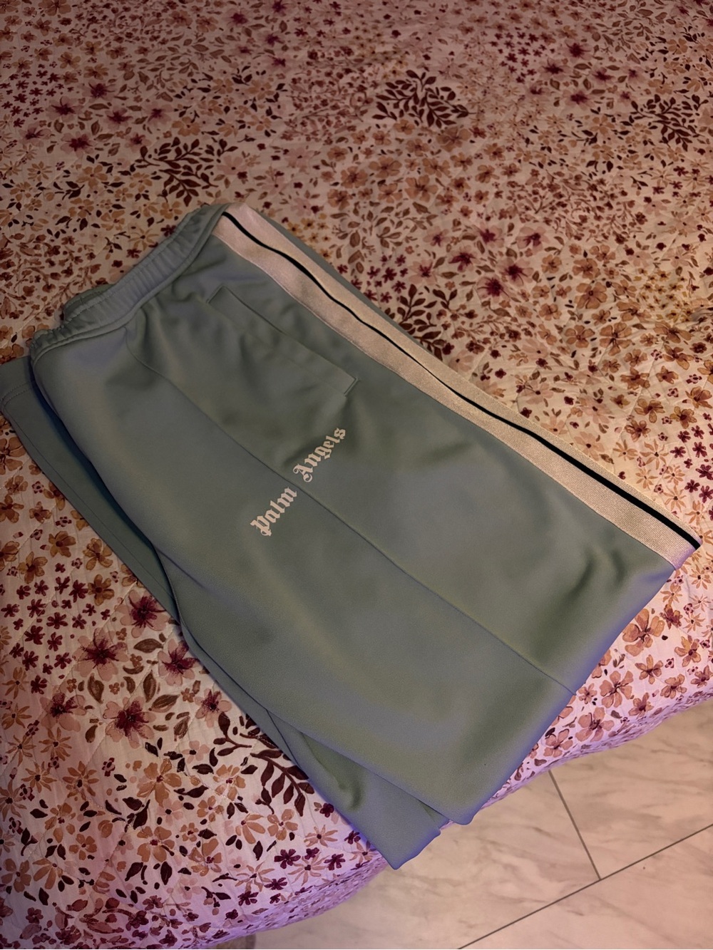 Palm Angels Mint Green Track Pants with Side Stripe - XXL